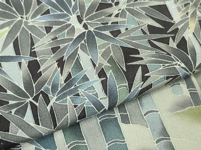 平和屋本店□極上 十日町友禅作家 林静穂 訪問着 竹林 青褐色