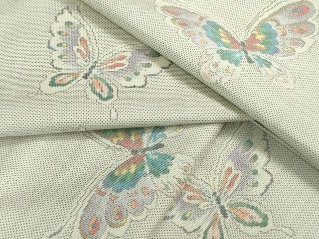 平和屋本店■極上　都喜ヱ門　本場大島紬　白大島　訪問着　舞蝶文　藤絹織物謹製　逸品　未使用　DZAB1049kh5