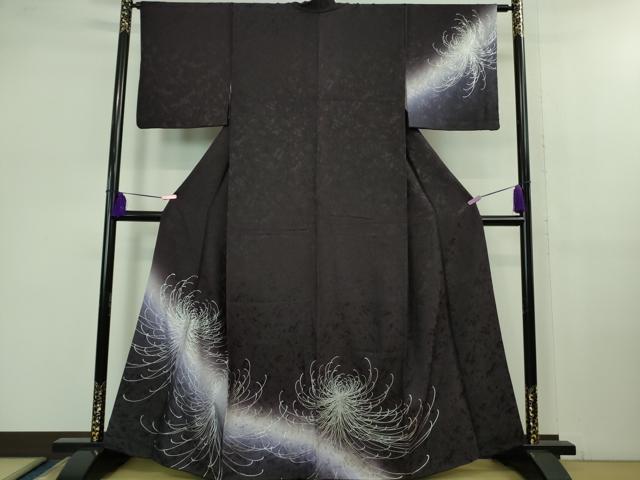 平和屋着物■極上　訪問着　乱菊　暈し染め　銀彩　深紫色地　逸品　未使用　DZAB1097kh5