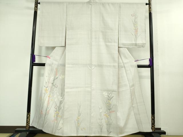 平和屋着物■極上　夏物　訪問着　生紬　手描き　草花文　桜色地　逸品　未使用　DZAB1103kh5