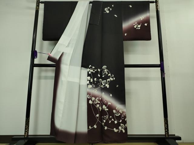 平和屋本店□極上 訪問着 総手刺繍 花唐草文 暈し染め