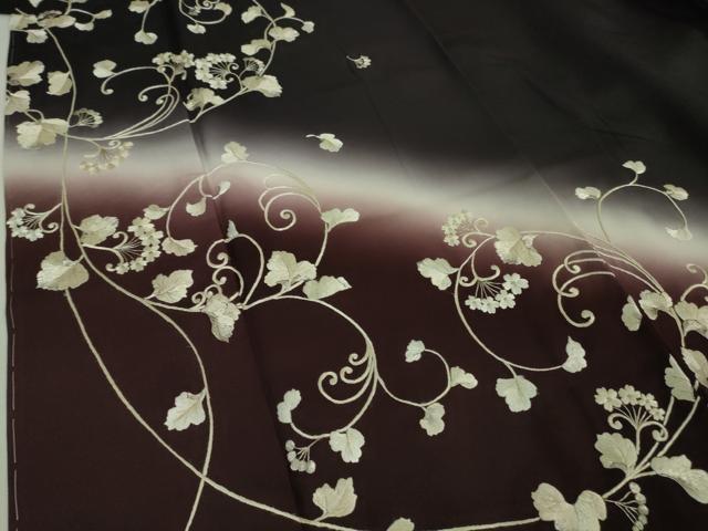 平和屋本店□極上 訪問着 総手刺繍 花唐草文 暈し染め