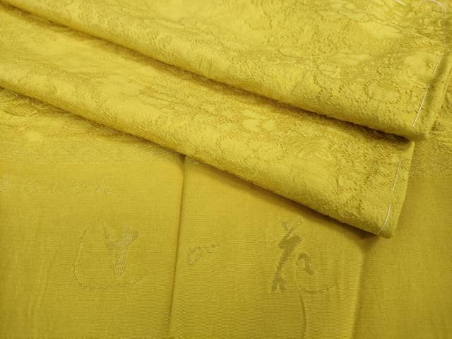 平和屋着物■極上　色無地　お召地　辻が花地紋　支子色　さが美扱い　反端付き　逸品　未使用　DZAB1128kh5