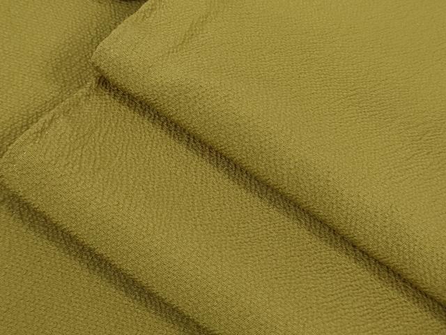 平和屋着物■極上　色無地　芥子色　鬼しぼ縮緬　逸品　DZAB1131kh5