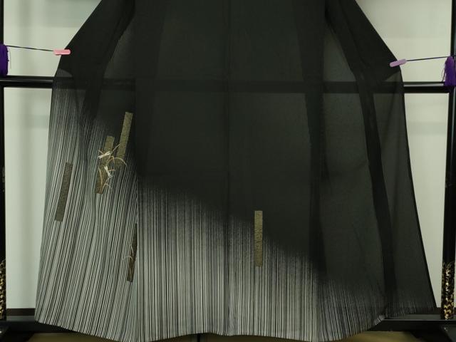 平和屋着物■極上　夏物　訪問着　刺繍　縦絽　蜻蛉　トンボ　黒地　金彩　逸品　DZAB1166kh5 平和屋着物□極上 夏物 訪問着 刺繍 縦絽 蜻蛉 トンボ 黒地 金彩 逸品