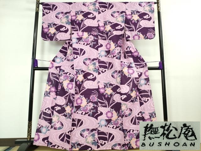 平和屋着物■極上　夏物　撫松庵　綿絽　浴衣　流水花文　綿　逸品　DZAB1167kh5