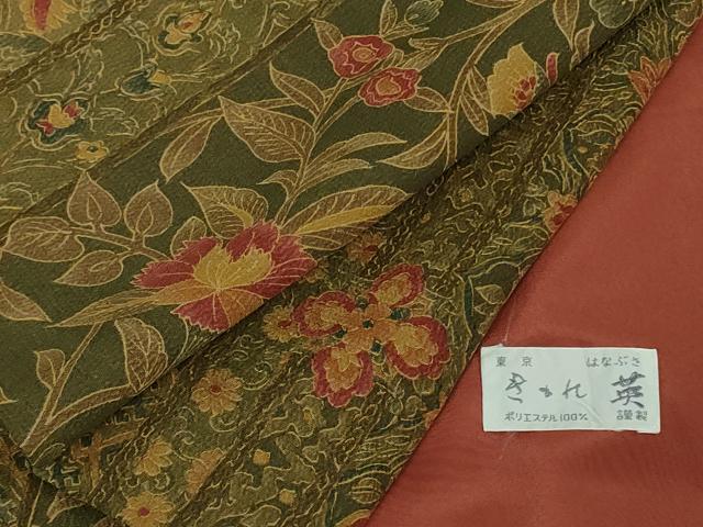 平和屋着物■極上　洗える最高級着物　＜英＞はなぶさ謹製　小紋　草花間道　逸品　DZAB1170kh5