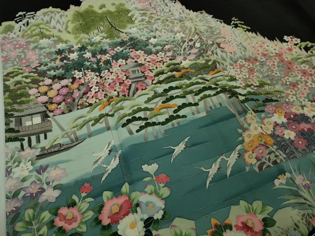 平和屋着物■極上　本加賀友禅作家　土田外男　黒留袖　水辺風景飛鶴花文　暈し染め　逸品　未使用　DZAB1178kh5 平和屋着物□極上 本加賀友禅作家 土田外男 黒留袖 水辺風景