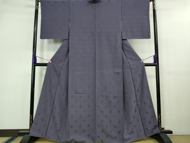 平和屋着物■極上　付下げ　お召地　黒防染　丸地紋　菫色　伊と幸　反端付き　逸品　未使用　DZAB1184kh5 平和屋着物□極上 付下げ お召地 黒防染 丸地紋 菫色 伊