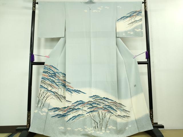 平和屋本店■希少　人間国宝　山田貢　訪問着　刺繍　松　淡藤色地　金彩　小田急百貨店扱い　逸品　未使用　DZAB1189kh5