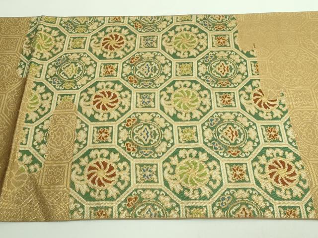 平和屋着物□極上 西陣 川島織物 太鼓柄 本袋帯 蜀江花文 金糸