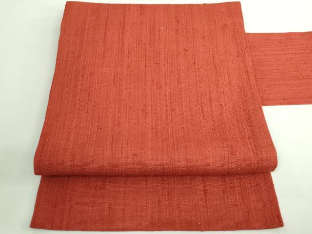 平和屋本店■極上　浦野理一　経節紬　九寸名古屋帯　照柿色地　逸品　DZAB1252kh5