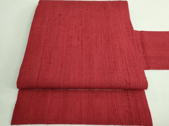 平和屋着物■極上　浦野理一　経節紬　九寸名古屋帯　茜色地　逸品　DZAB1266kh5