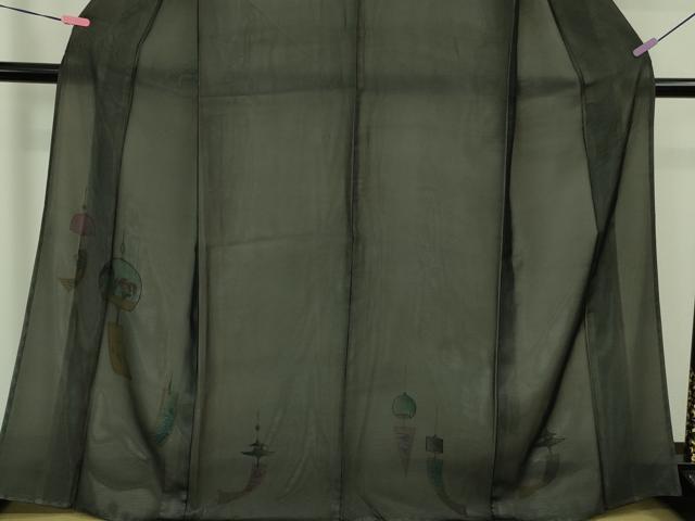 平和屋本店□極上 訪問着 無双 紗袷 紗×絽 手描き 風鈴 金魚