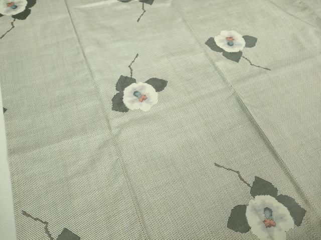 平和屋本店□極上 本場大島紬 白大島 椿 逸品 DZAB1326kh5