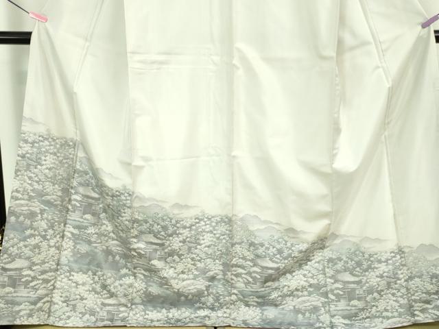 平和屋本店□極上 本場大島紬 白大島 風景文 逸品 DZAB1344kh5