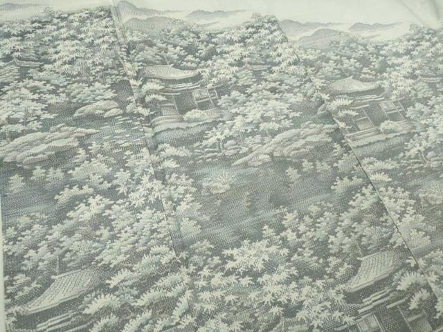 平和屋本店□極上 本場大島紬 白大島 風景文 逸品 DZAB1344kh5