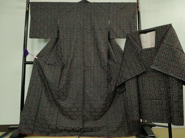 平和屋着物■希少　本場大島紬　龍郷絣　秋名バラ　アンサンブル　道行コートセット　逸品　未使用　DZAB1359kh5