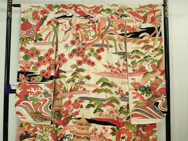 平和屋着物□極上 アンティーク 大正ロマン 振袖・長襦袢(袷・半衿付き