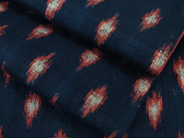 平和屋本店■極上　浦野理一　経節紬　菱文　留紺色地　逸品　DZAB1368kh5