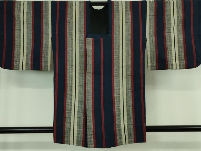 平和屋着物■極上　浦野理一　経節紬　道行コート　間道　逸品　DZAB1389kh5