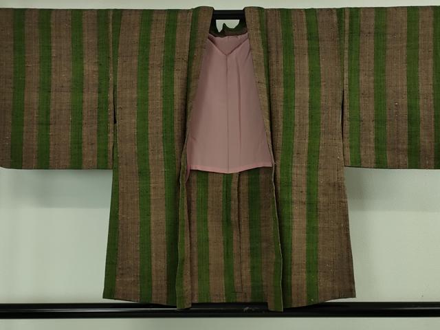 平和屋本店■極上　浦野理一　経節紬　羽織　間道　羽織紐付き　逸品　DZAB1390kh5