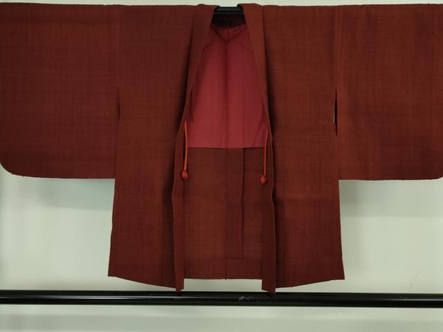 平和屋着物■極上　浦野理一　経節紬　羽織　色無地　葡萄色　羽織紐付き　逸品　DZAB1391kh5