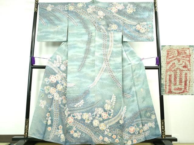 平和屋着物■極上　越後十日町の一流染匠　桐屋・翠山工房　訪問着　絞り　辻が花　暈し染め　金銀彩　逸品　未使用　DZAB1400kh5