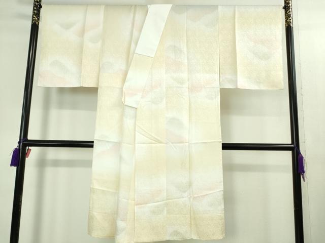平和屋本店■極上　京都　染の聚楽 泰三　訪問着・長襦袢(無双仕立て)セット　刺繍　霞山花文　薄香色地　金糸　逸品　未使用　DZAB1420kh5_9
