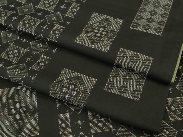 平和屋本店■極上　現代龍郷絣　本場大島紬　7マルキ　色紙間道　逸品　DZAB1450kh5 平和屋本店□極上 現代龍郷絣 本場大島紬 7マルキ 色紙間道 逸品