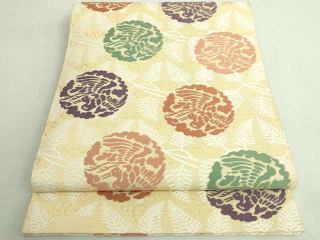 平和屋本店■極上　人間国宝　喜多川俵二・俵屋18代　有職織物　六通柄袋帯　唐織　金糸　逸品　DZAB1462kh5