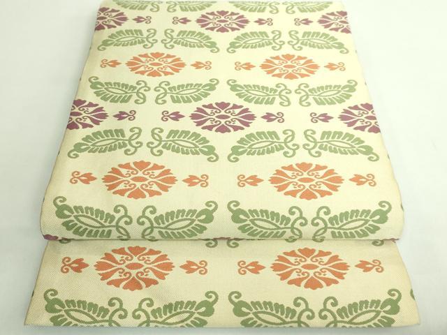 平和屋着物■極上　俵屋　人間国宝　喜多川平朗  有職織物　九寸開き名古屋帯　唐草文　逸品　DZAB1474kh5