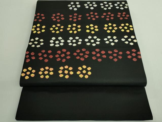 平和屋着物■極上　龍村美術織物　たつむら　九寸開き名古屋帯　梅形段文　黒地　金糸　逸品　DZAB1483kh5