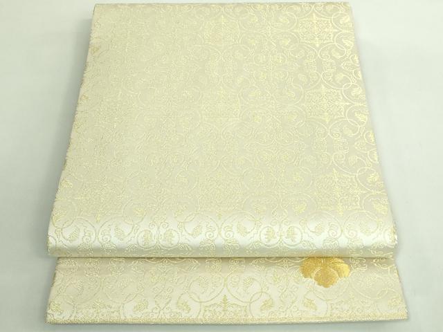 平和屋着物■極上　龍村美術織物　九寸開き名古屋帯　葡萄唐草文錦　金糸　逸品　DZAB1515kh5