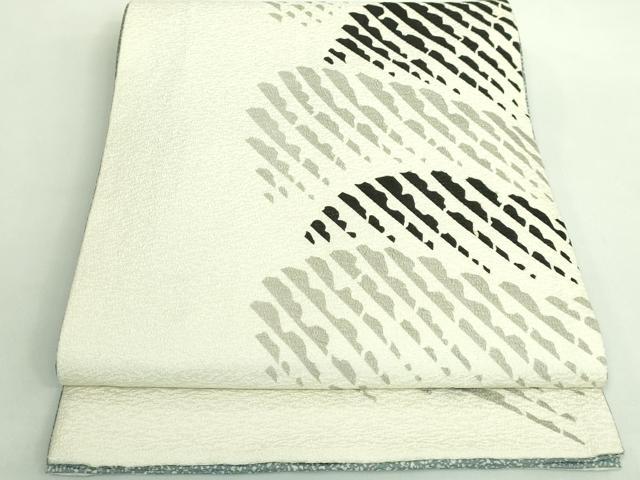 平和屋着物■極上　東京友禅　菅有鬼一　六通柄袋帯　抽象文様　銀通し地　逸品　DZAB1529kh5