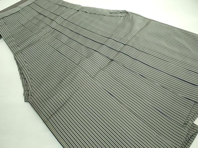 平和屋着物■極上　男性　馬乗り袴　精巧神代平　縞　反端付き　逸品　未使用　DZAB1533kh5