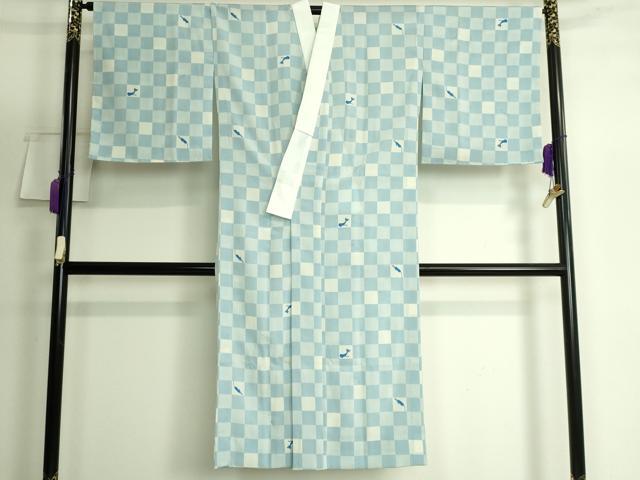 平和屋着物■上質な長襦袢　無双仕立て　市松　猫　やまと誂製　洗える着物　逸品　未使用　DZAB1547kh5