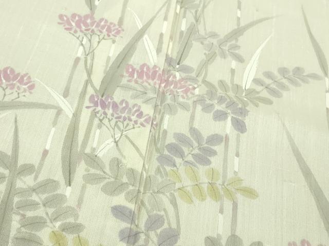 平和屋着物■極上　夏物　訪問着　紗紬　手描き　秋草　木賊　象牙色地　逸品　DZAB1563kh5_5