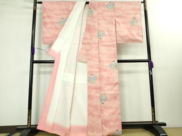 平和屋本店■極上 本場結城紬 重要無形文化財 奥順謹製 モロ入り 100亀甲 飛び亀甲柄 舞 人物 証紙・証明書付き 逸品 未使用 DZAB1566kh5 平和屋本店□極上 本場結城紬 重要無形文化財 奥順謹製 モロ入り 100