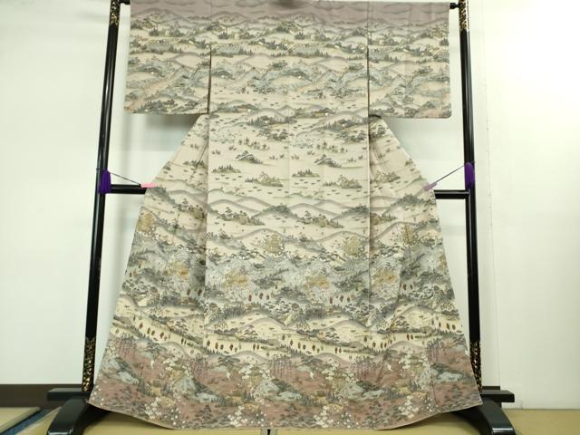 平和屋本店■極上　中国三大刺繍　スワトウ刺繍　汕頭刺繍　訪問着　平安人物風景　暈し染め　金糸　さが美扱い　逸品　DZAB1594kh5