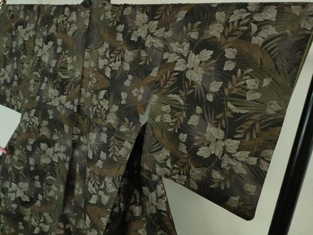 平和屋本店●極上　本場大島紬 十八算 12マルキ 伝統工芸士 永長洋一 古代染色純泥染　草葉文　永長織物謹製　証紙付き　逸品　DZAB1600kh5_2