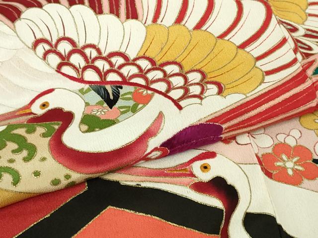 (あ866) 大正ロマン彩る亀甲文様と枝松刺繍 アンティーク振袖㊗️3点セット あ866) 大正ロマン彩る亀甲文様と枝松刺繍 アンティーク振袖㊗️3点セット