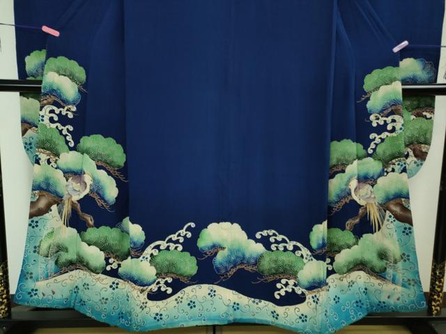 平和屋本店■極上　アンティーク　大正ロマン　振袖　尾長鳥松文　暈し染め　金彩　逸品　DZAB1613kh5 平和屋本店□極上 アンティーク 大正ロマン 振袖 尾長鳥松文 暈し染め 金彩