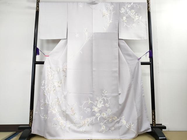 平和屋本店■極上　訪問着　総手刺繍　花唐草文　暈し染め　金糸　反端付き　逸品　未使用　DZAB1627kh5