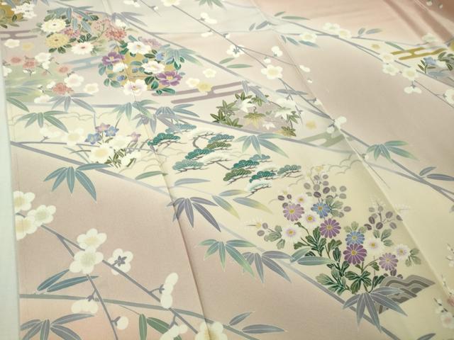 平和屋本店□極上 訪問着 友禅 作家物 春水 松竹梅 暈し染め やまと