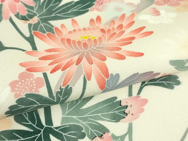 平和屋本店□極上 本加賀友禅作家 岡本幸治 訪問着 枝花文 象牙色地