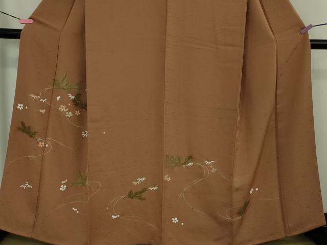 平和屋本店■極上　創業460年・千總　訪問着　刺繍　手描き　松竹梅　土器色地　金彩　逸品　DZAB1634kh5_3