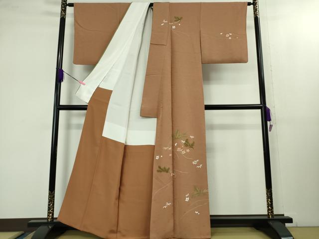 平和屋本店■極上　創業460年・千總　訪問着　刺繍　手描き　松竹梅　土器色地　金彩　逸品　DZAB1634kh5_1