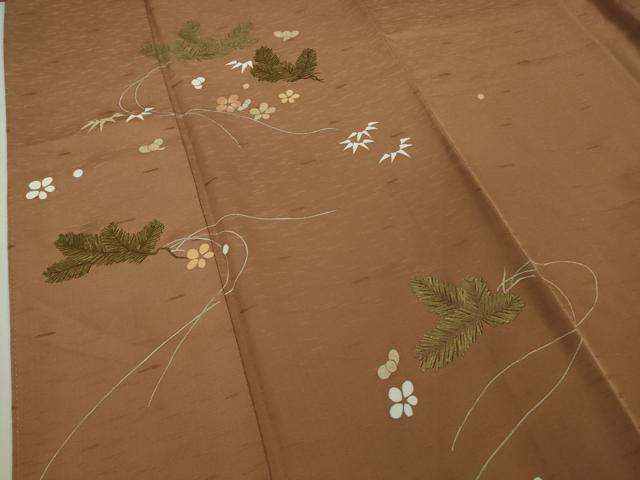 平和屋本店■極上　創業460年・千總　訪問着　刺繍　手描き　松竹梅　土器色地　金彩　逸品　DZAB1634kh5_4