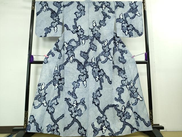 平和屋着物■極上　夏物　浴衣　有松鳴海絞り　葡萄蔦の葉　綿　逸品　DZAB1641kh5